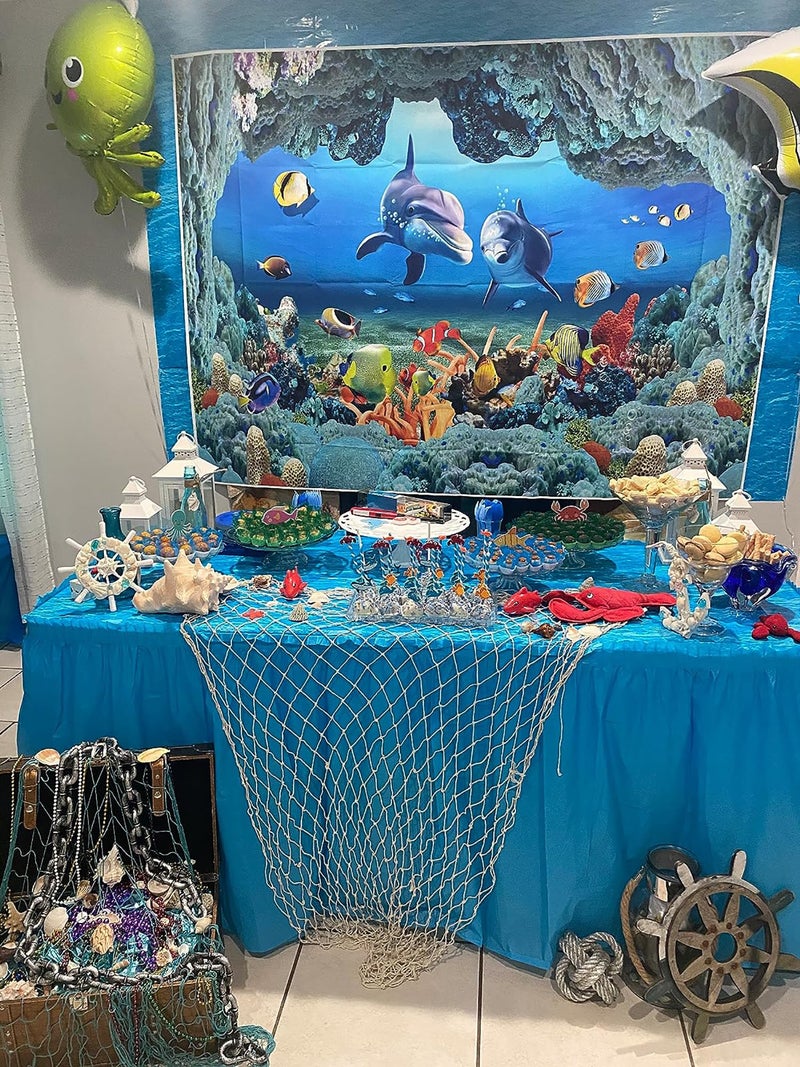 Sensfun 7x5ft 3D Underwater World Photography Backdrop Aquarium Coral Fish Under Sea Cave Dolphin Photo Background for Kids Newborn Happy Birthday Party Ocean Theme Children Photo Studio Props (WP124) - Image 2